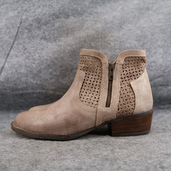 Corkys Shoes Womens 10 Booties Fashion Leather Double Zip Perforated Block Heel - Picture 5 of 16